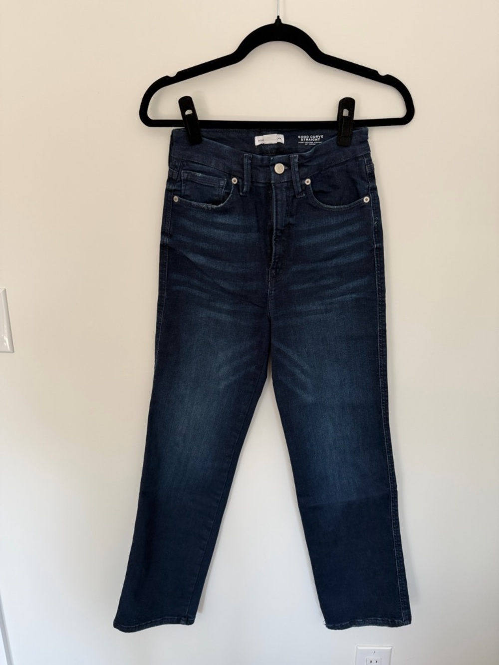 Good American Deep Indigo High-Rise Straight Leg Jeans